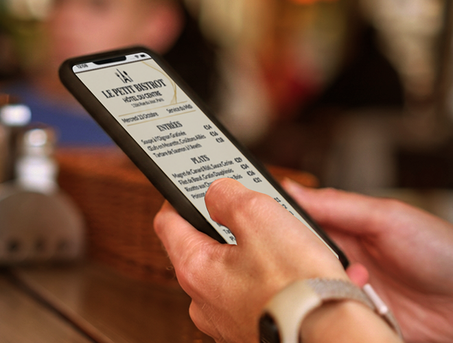 Menu digital sur téléphone