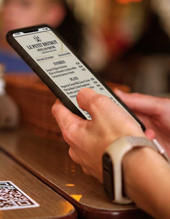 Menu restaurant sur téléphone